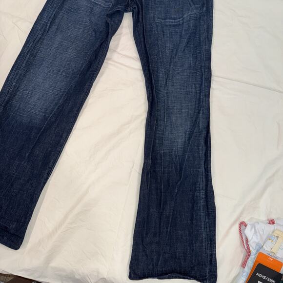 Energie Sixty Italy Y2k Button Straight Jeans Mens 32x32 Blue Denim Distressed - Picture 3 of 11